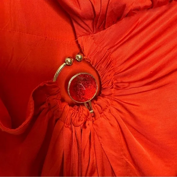 FARM Rio Red One-Shoulder Maxi Cutout Dress Long Sleeve - Small - Picture 6 of 16